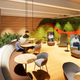Rendering of a seating area at a Cloudflare office